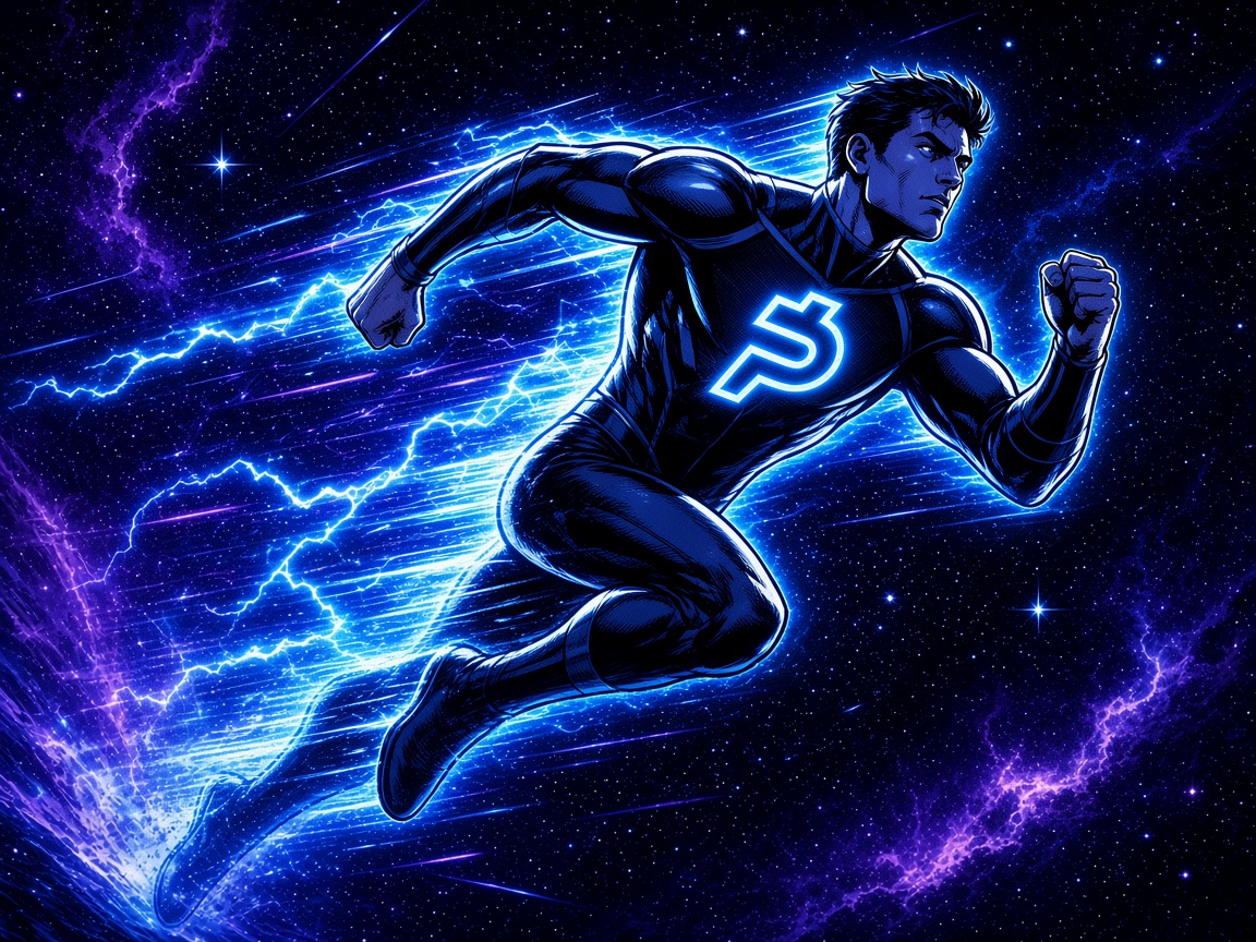 p/acc hero racing through space trailing blue lightning
